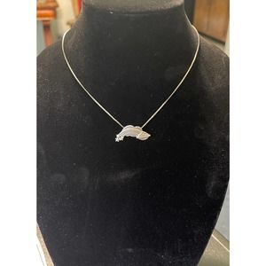 Sterling Silver Rainbow with Pot of Gold Pendant Silver Chain Vintage